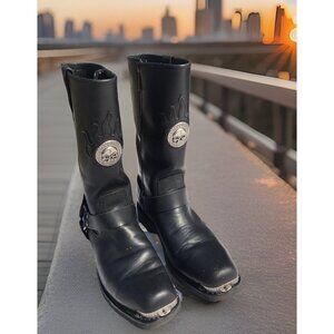 Harley Davidson Delinquent Willie G Skull Men's Black Moto Leather Boots 10.5 US